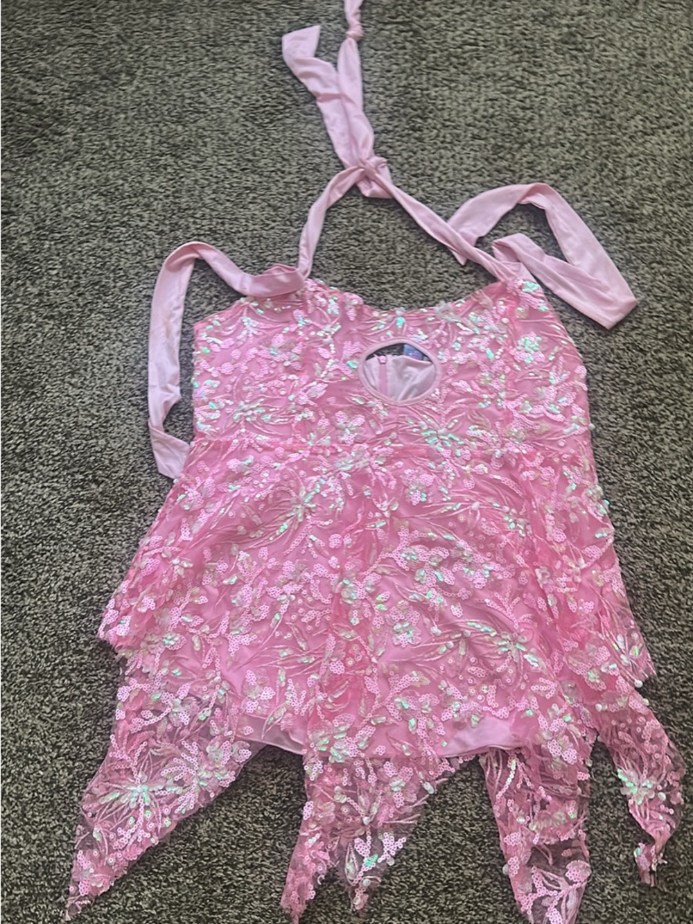 iHeartRaves Pink Sequin Lace Halter dress